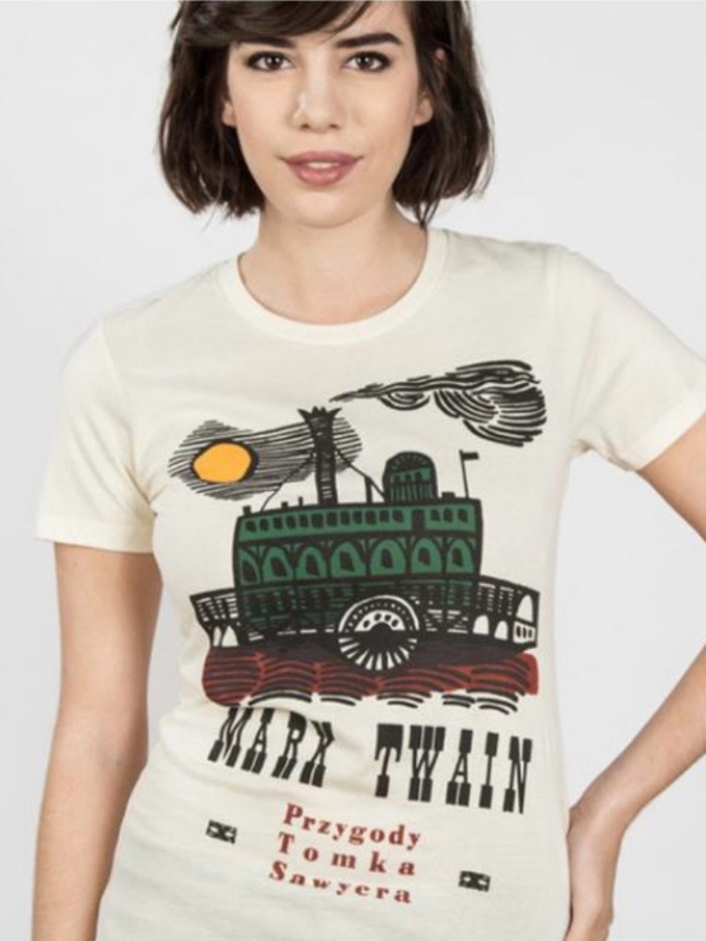 Out of Print Mark Twain Tom Sawyer RiverBoat Tee